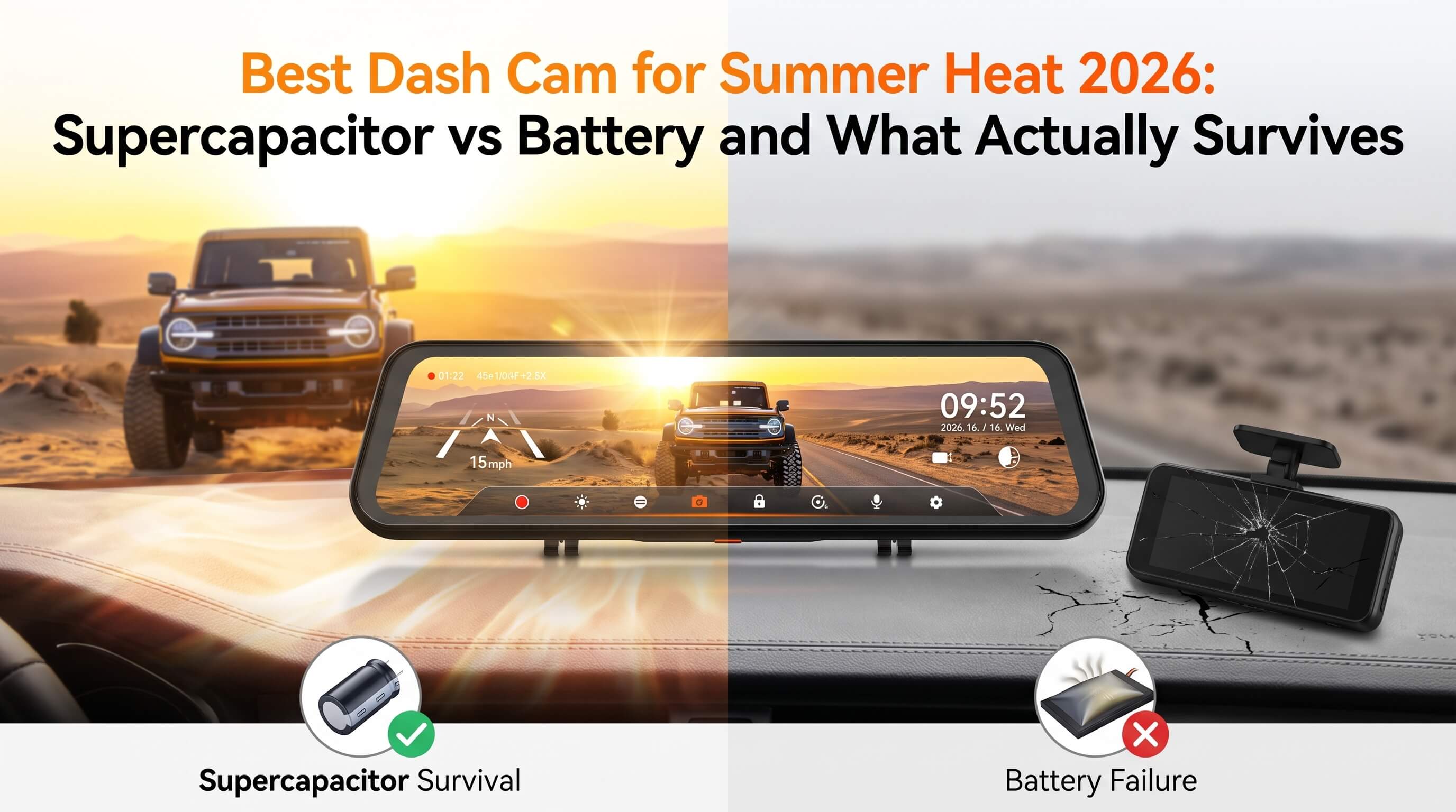 Best Dash Cam for Summer Heat 2026: Supercapacitor vs Battery and What Actually Survives