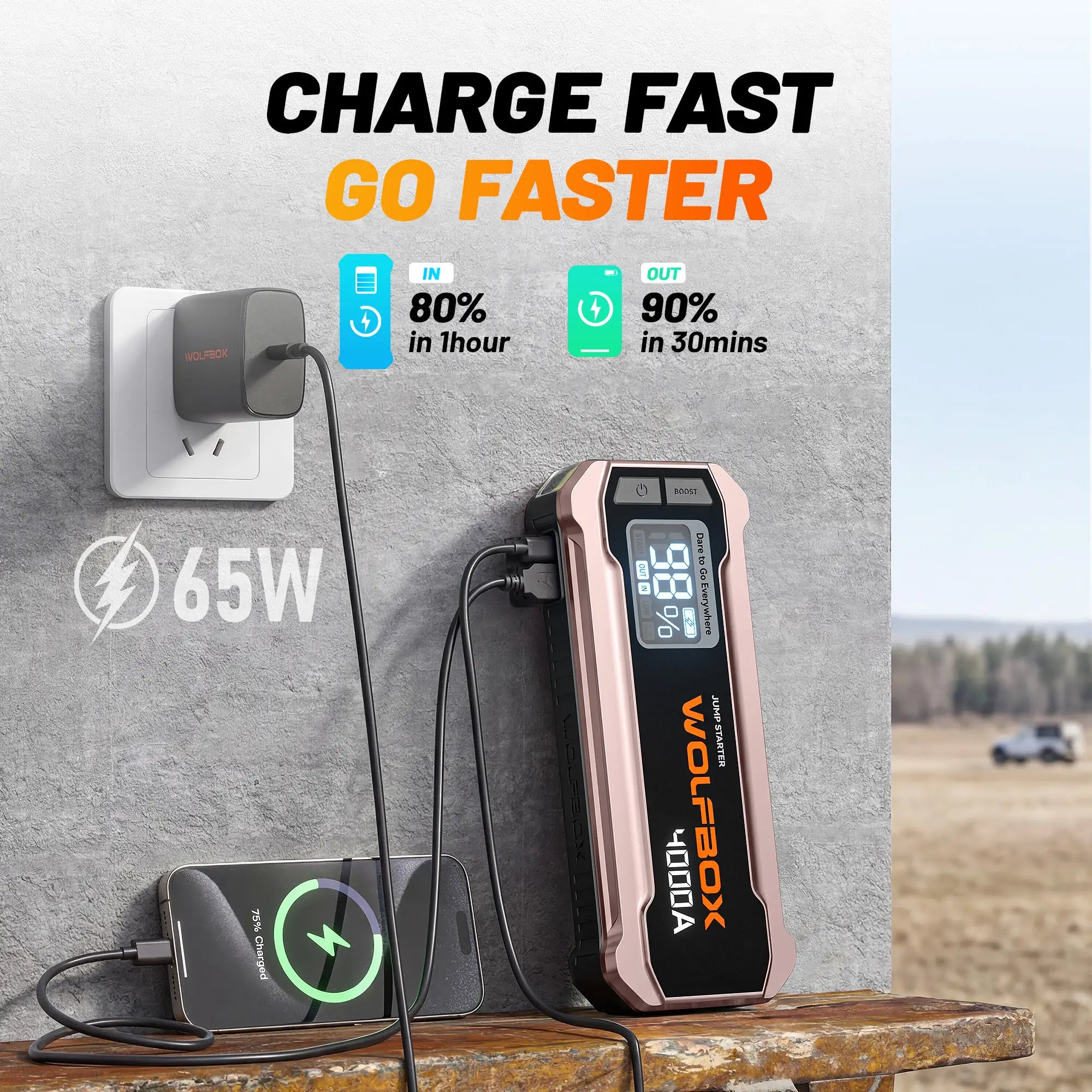 4000a jump starter rose gold with fast charging