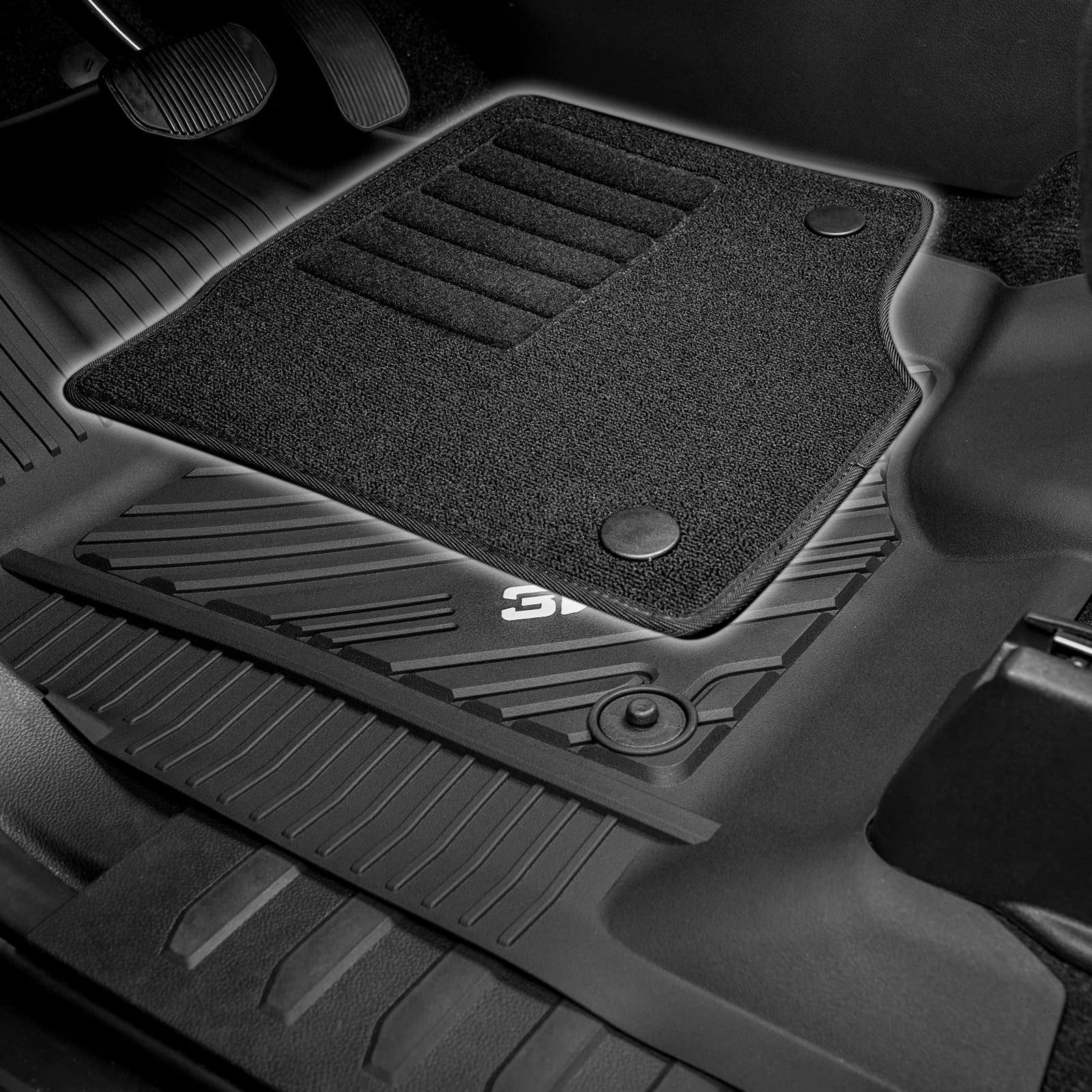 3W Ford F150 Custom Floor Mats F-150 Lightning SuperCrew Cab 2015-2024 (Not Fit Vinyl Floor) TPE Material & All-Weather Protection Vehicles & Parts 3Wliners   