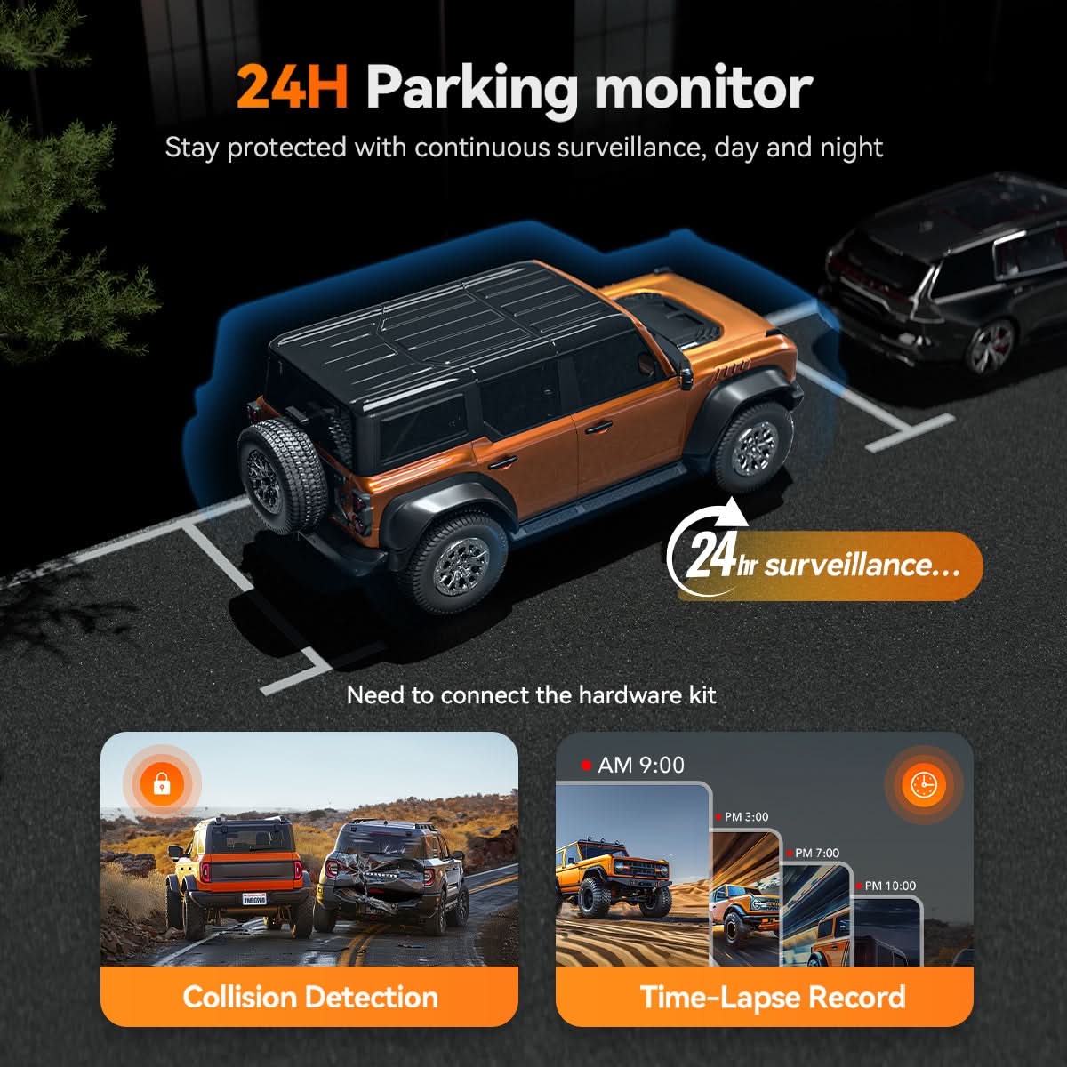 Preorder-G900 TriPro 4K+2.5K+1080P 3 Channel Cabin Monitor Mirror Dash Cam camera WOLFBOX