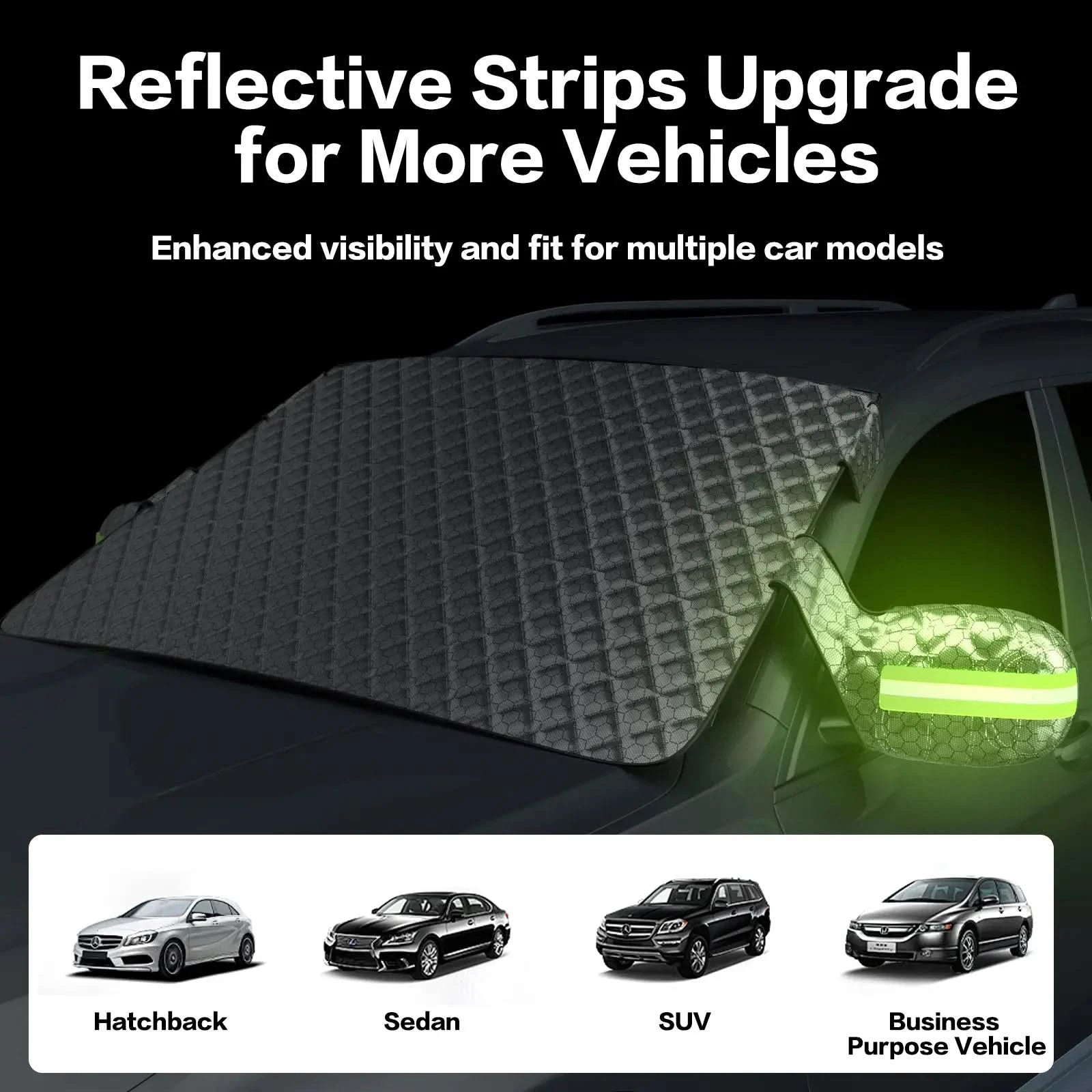 3W Windshield Cover for Ice and Snow Universal Fit for Car SUV/ Truck/ Van Graphene-Insulated - WOLFBOX