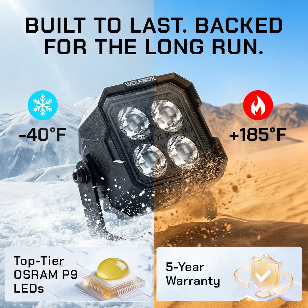 heavy duty off-road light with OSRAM LEDs and shock resistance