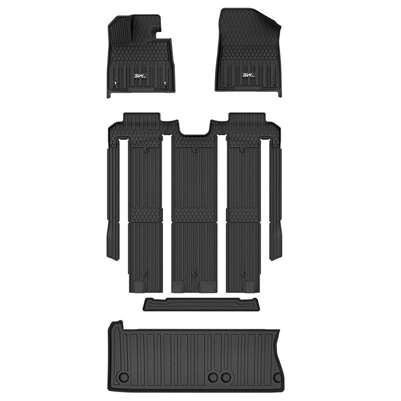 3W Toyota Sienna 7 Seat 2021-2023 Custom Floor Mats / Trunk Mat TPE Material & All-Weather Protection Vehicles & Parts 3Wliners 2021-2023 7 Seat with Spare Tire 1st&2nd&3rd Row+Trunk Mat