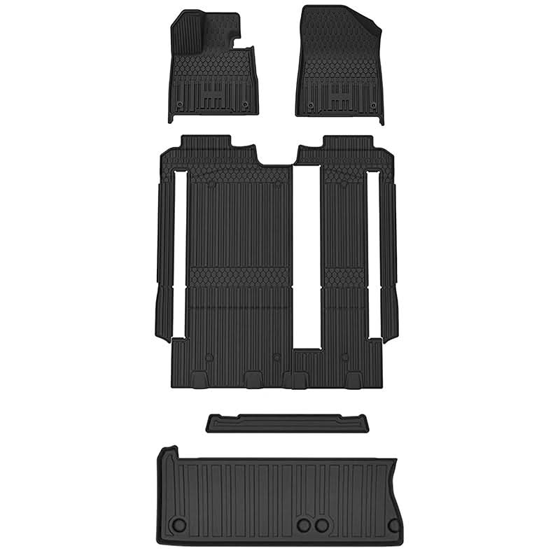 3W Toyota Sienna 8 Seat 2021-2023 Custom Floor Mats / Trunk Mat TPE Material & All-Weather Protection Vehicles & Parts 3Wliners 2021-2023 8 Seat with/without Spare Tire 1st&2nd&3rd Row+Trunk Mat