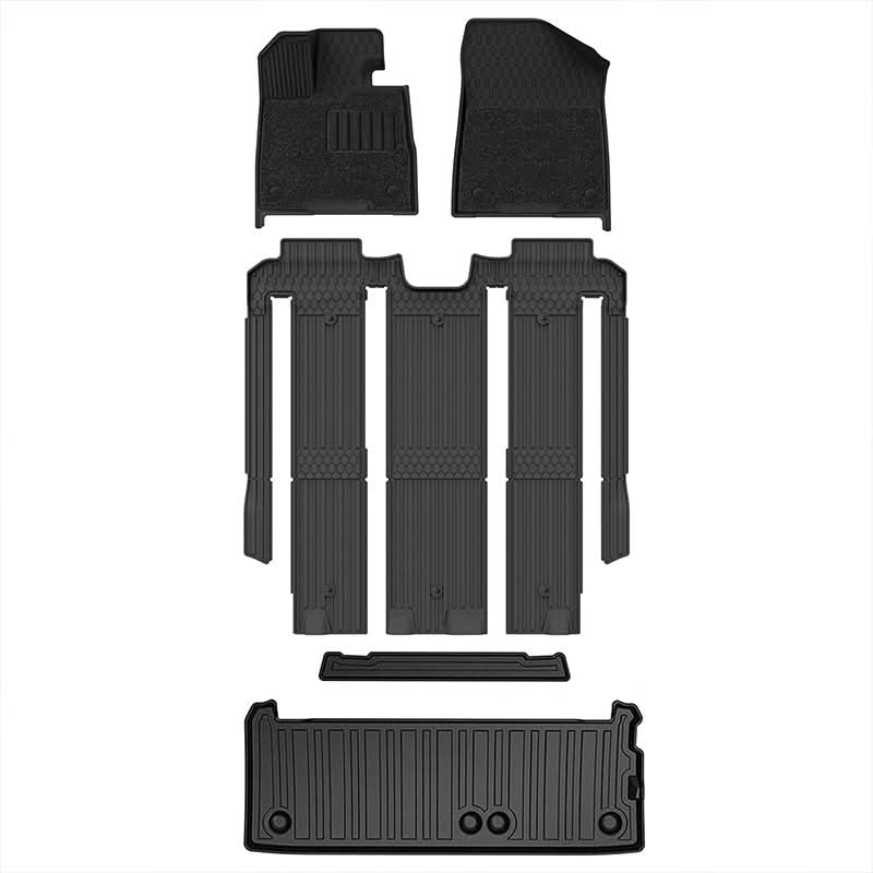 3W Toyota Sienna 7 Seat 2021-2023 Custom Floor Mats / Trunk Mat TPE Material & All-Weather Protection Vehicles & Parts 3Wliners 2021-2023 7 Seat without Spare Tire 1st&2nd&3rd Row with Front Carpet+Trunk Mat