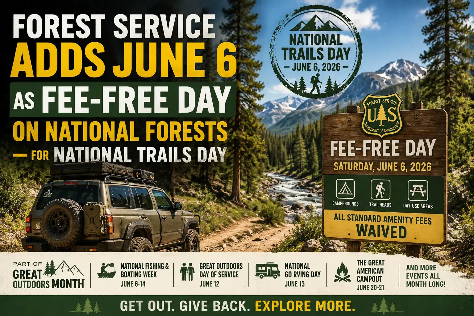 Forest Service Adds June 6 as Fee-Free Day on National Forests for National Trails Day