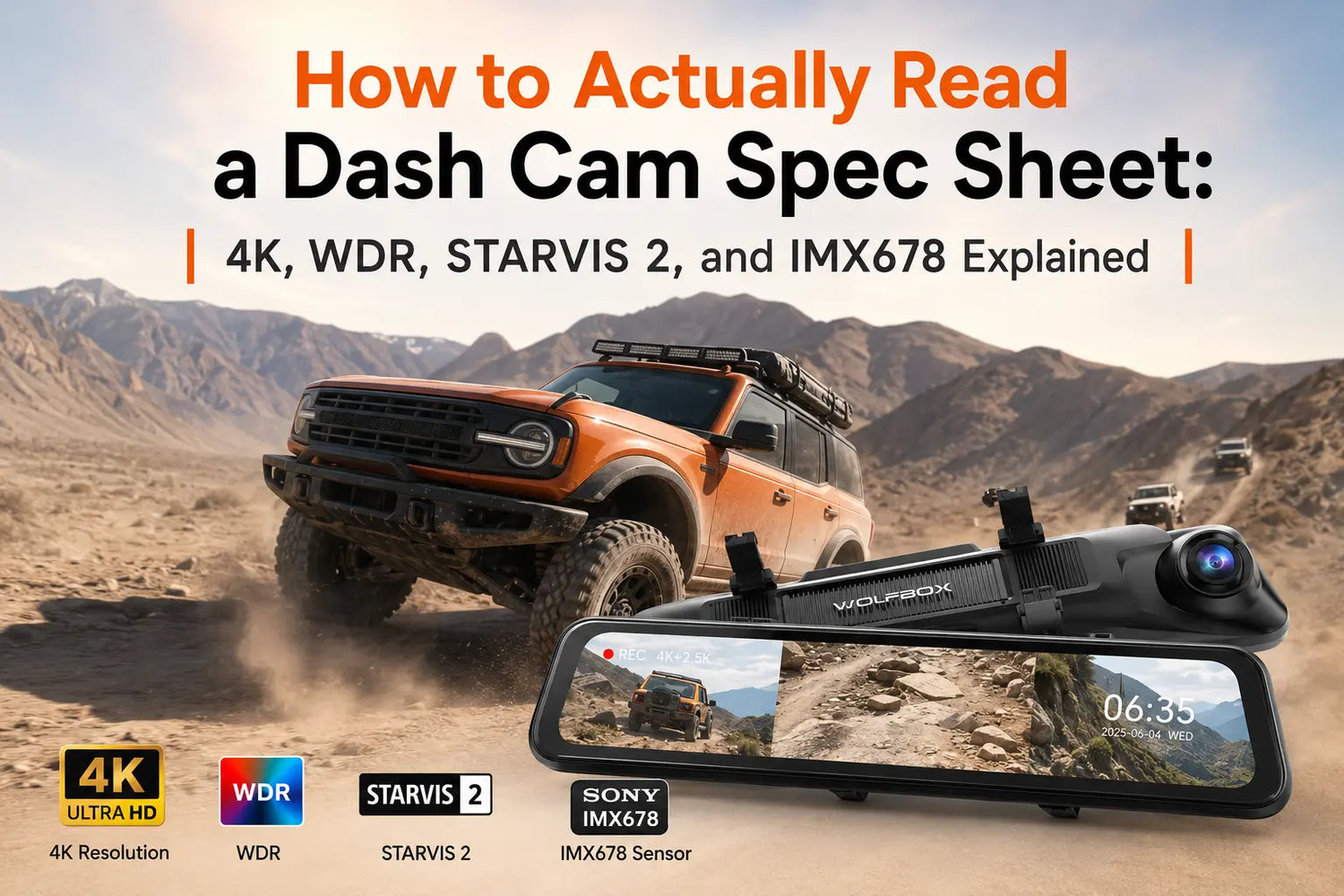 How to Actually Read a Dash Cam Spec Sheet: 4K, WDR, STARVIS 2, and IMX678 Explained