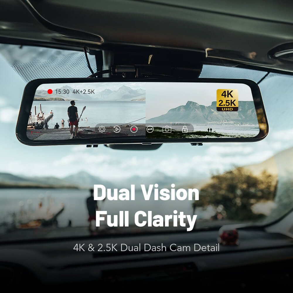 WOLFBOX G900 4K+2.5K Touch Screen Parking Monitoring Dashboard Cam Smart Mirror camera WOLFBOX   