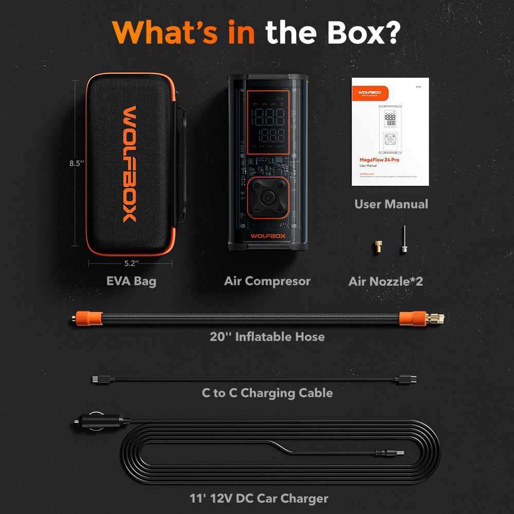 WOLFBOX Portable MegaFlow 24 Pro Tire Inflator  WOLFBOX   