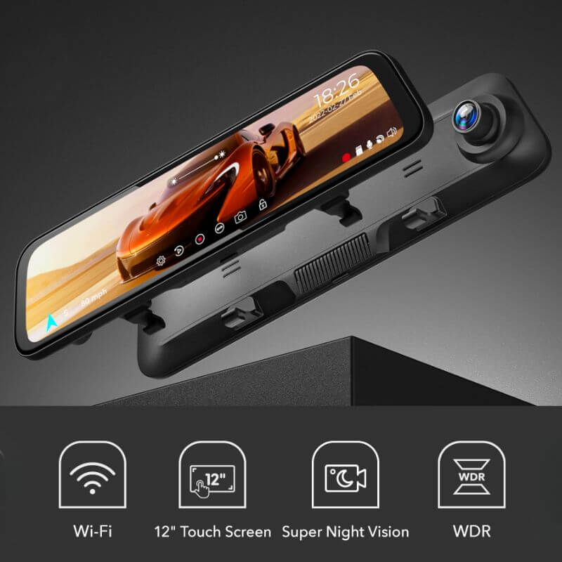 WOLFBOX G840H Wi-Fi Rear View Mirror Dash Cam