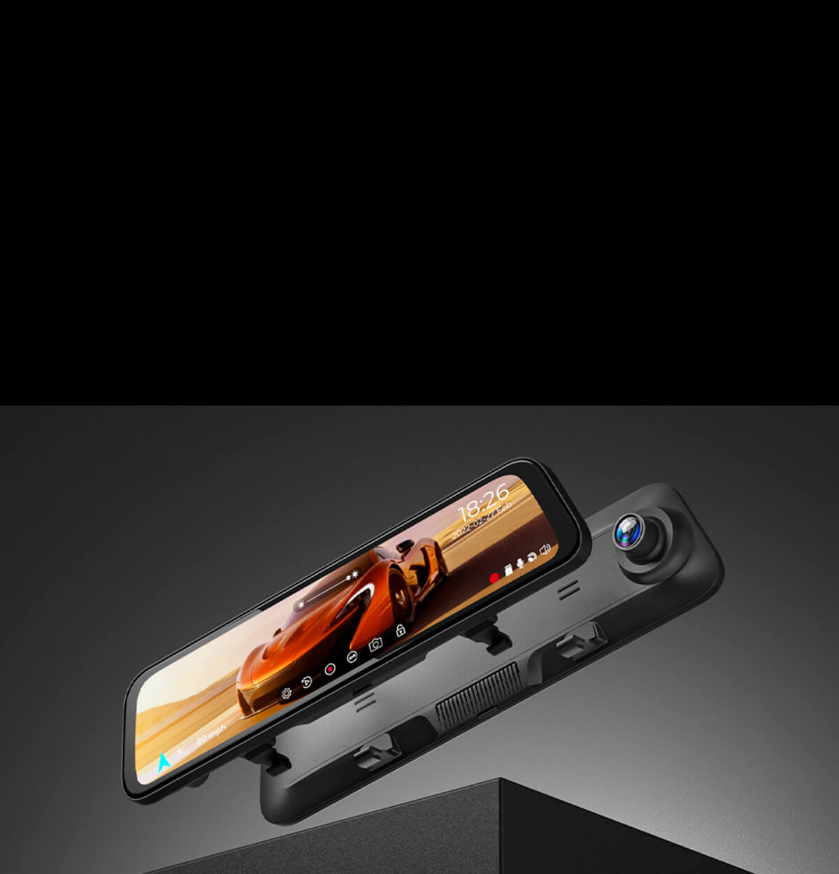 WOLFBOX G840H Wi-Fi Rear View Mirror Dash Cam - Main Image