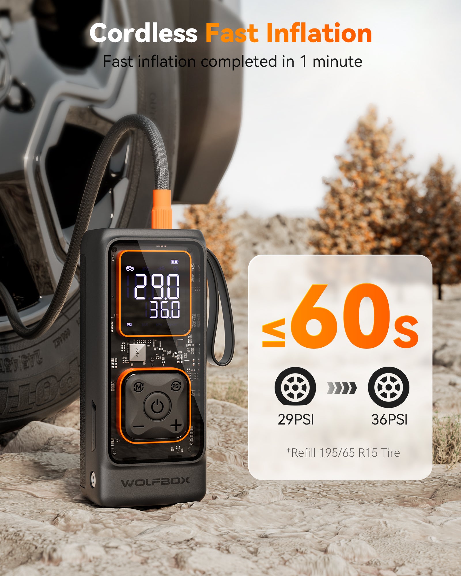 WOLFBOX MegaFlow24 Portable Tire Inflator  WOLFBOX   