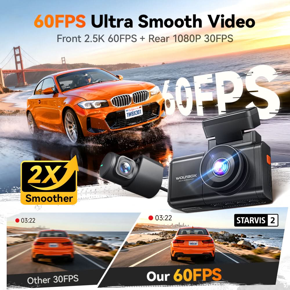 WOLFBOX X3 2.5K 60FPS Dash Cam, STARVIS 2 IMX675 with ADAS Dash Camera, Built-in 5.8GHz WiFi & GPS, Touch Screen - 34 WOLFBOX X3 2.5K 60FPS Dash Cam, STARVIS 2 IMX675 with ADAS Dash Camera, Built-in 5.8GHz WiFi & GPS, Touch Screen - 34
