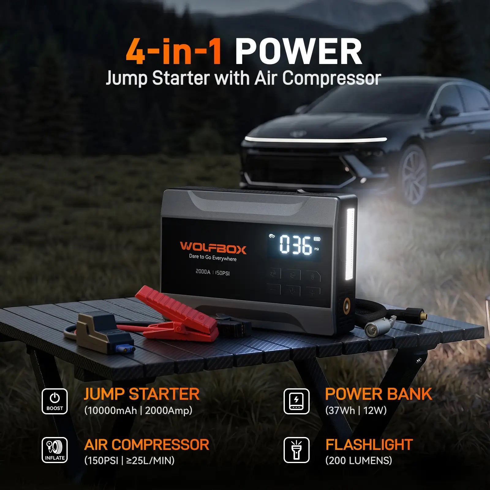 WOLFBOX 2000A Jump Starter with Air Compressor | Wolfbox MegaVolt 10Air - WOLFBOX