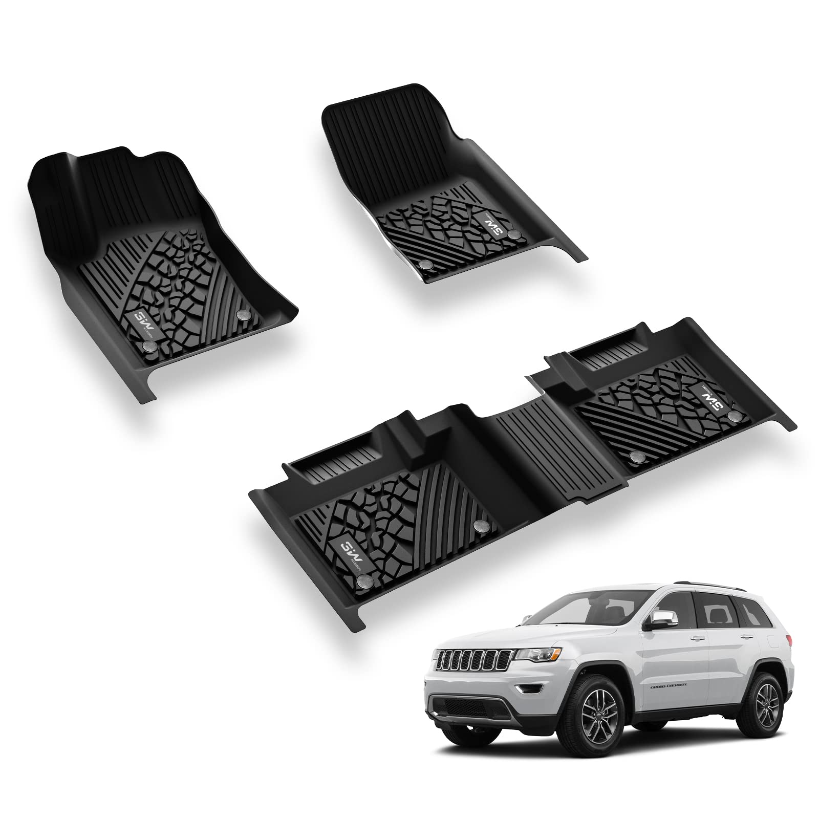 3W Jeep Grand Cherokee 2013-2015 (Non L or WK) Custom Floor Mat Trunk Mat TPE Material & All-Weather Protection Vehicles & Parts 3W 2013-2015 Grand Cherokee 2013-2015 1st&2nd Row Mats