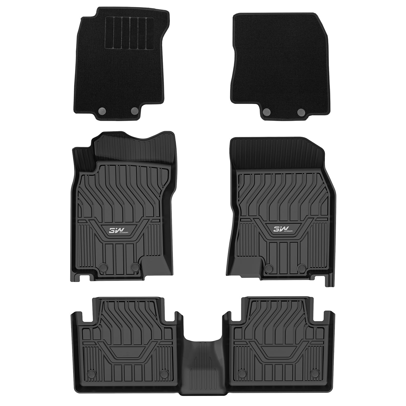3W Nissan Rogue 2014-2020 Custom Floor Mats Cargo Liner TPE Material & All-Weather Protection Vehicles & Parts 3w 2014-2020 Rogue 2014-2020 1st&2nd Row Mats with Front Carpet