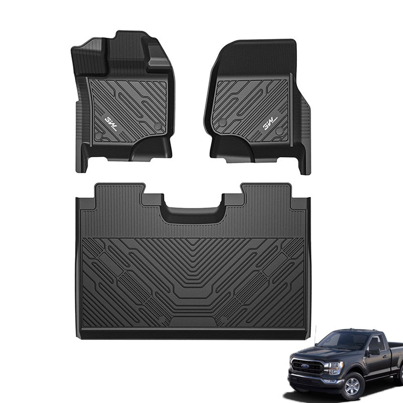 3W Ford F150 Custom Floor Mats F-150 Lightning SuperCrew Cab 2015-2024 (Not Fit Vinyl Floor) TPE Material & All-Weather Protection Vehicles & Parts 3Wliners 2015-2024 F150 SuperCrew Cab 1st&2nd Row Mats