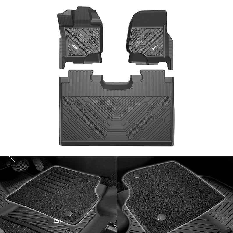 3W Ford F150 Custom Floor Mats F-150 Lightning SuperCrew Cab 2015-2024 (Not Fit Vinyl Floor) TPE Material & All-Weather Protection Vehicles & Parts 3Wliners 2015-2024 F150 SuperCrew Cab 1st&2nd Row with Front Carpets