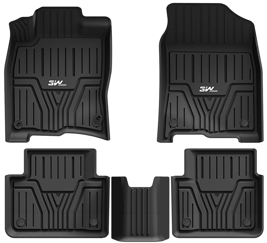 3W Honda Civic 2016-2021 Coupe/Sedan/Type R/Hatchback Custom Floor Mats TPE Material & All-Weather Protection Vehicles & Parts 3W 2016-2021 Civic 2016-2021 1st&2nd Row Mats