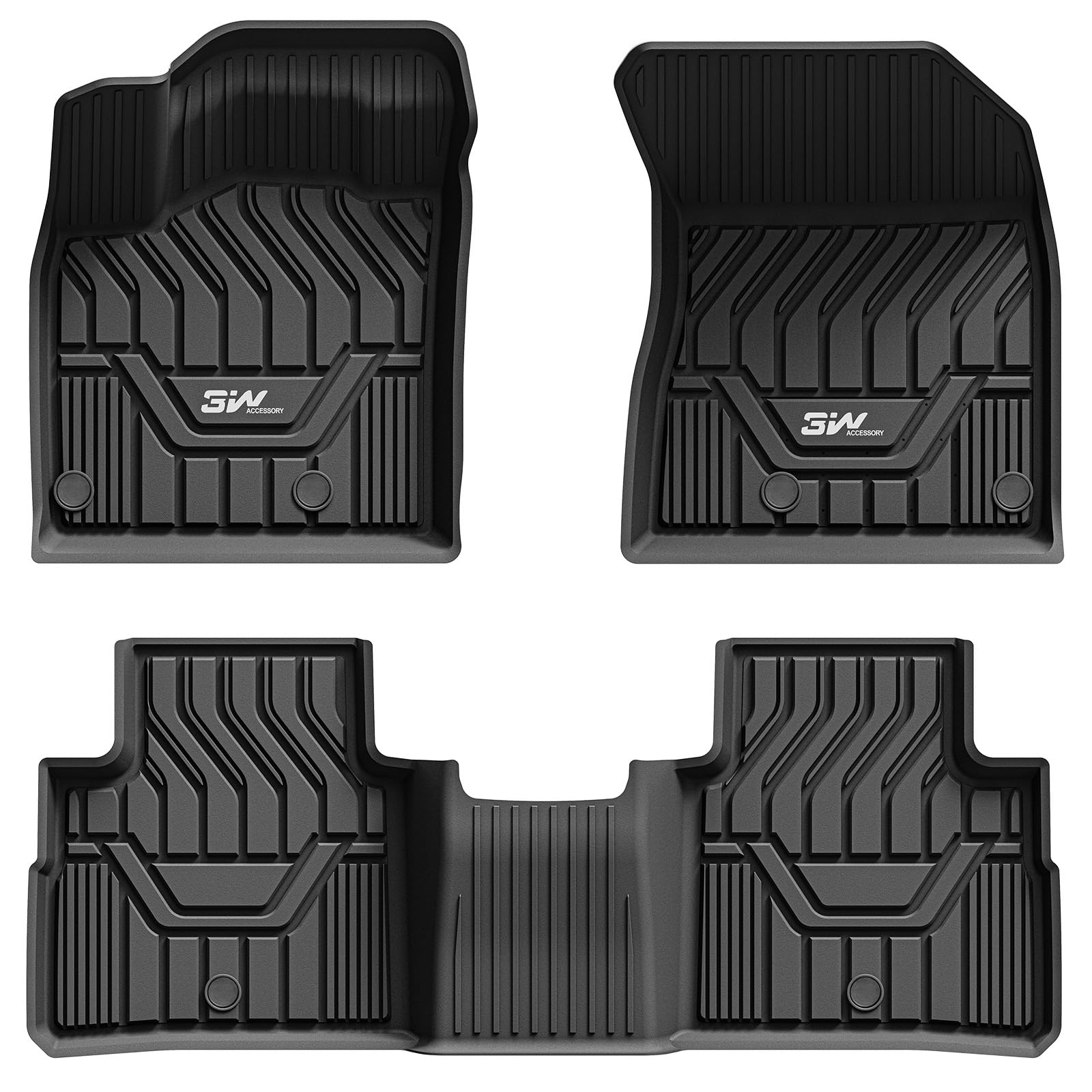 3W Nissan Rogue 2021-2024 (NOT for Sport) Custom Floor Mats TPE Material & All-Weather Protection Vehicles & Parts 3w 2021-2024 Rogue 2021-2024 1st&2nd Row Mats