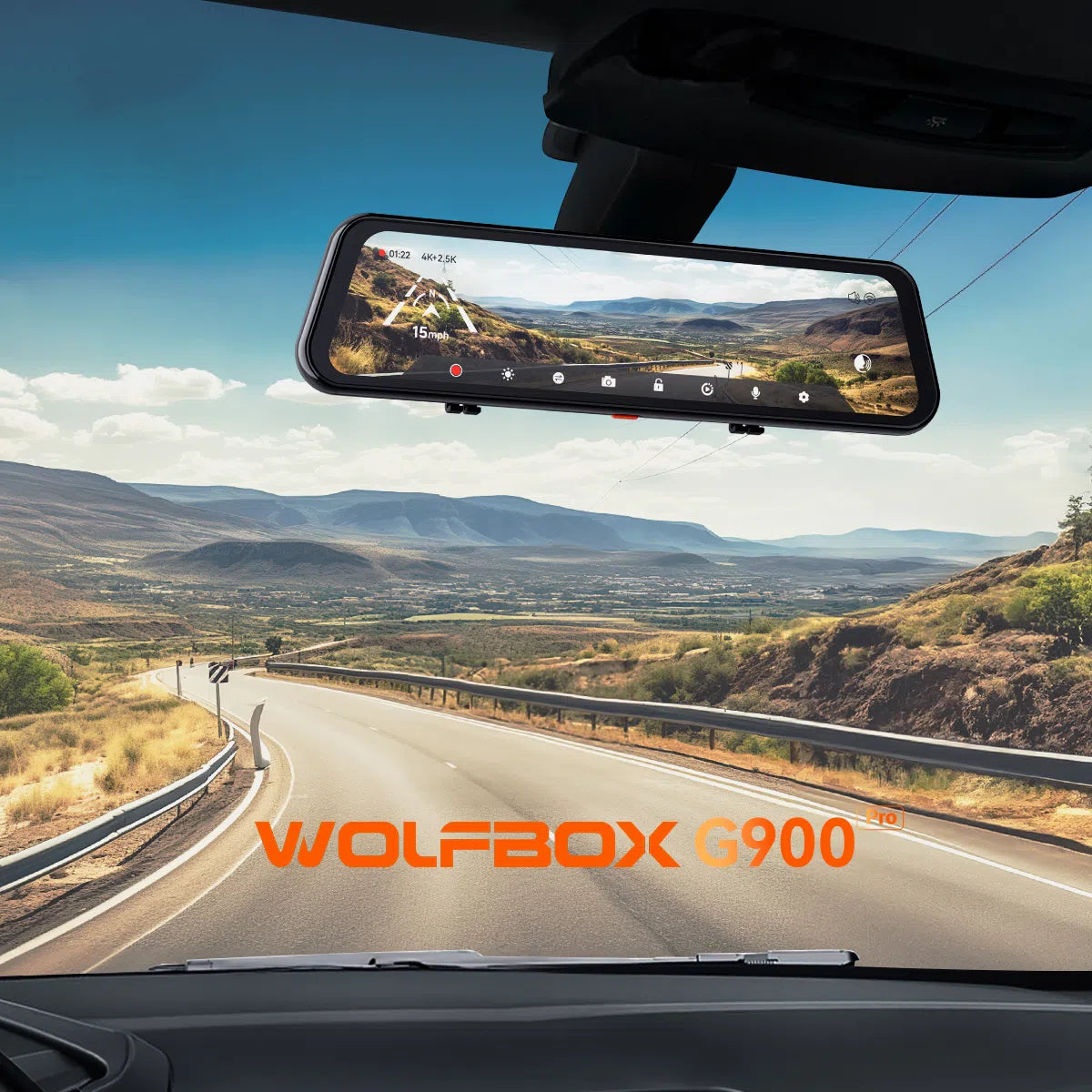 WOLFBOX G900Pro 12MP WiFi Smart Touch Screen Rear View Mirror Dash Cam camera WOLFBOX