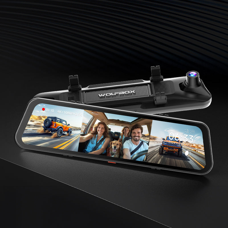 10" Mirror Dash Cam With GPS & WiFi | 2.5K Dual Camera | Parking Mode | Touch Screen