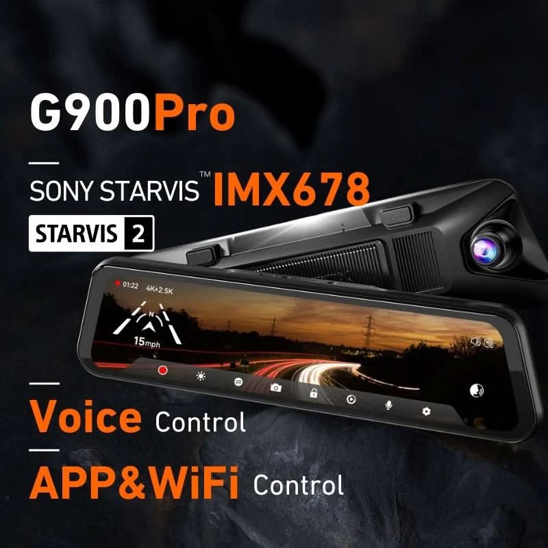 Preorder-WOLFBOX G900Pro 12MP WiFi Touch Screen Rear View Mirror Dash Cam Smart Mirror