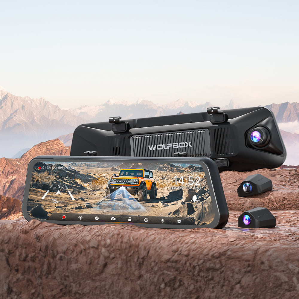 WOLFBOX G900 TriPro Bumper Version 3 Channel Rearview Mirror Camera