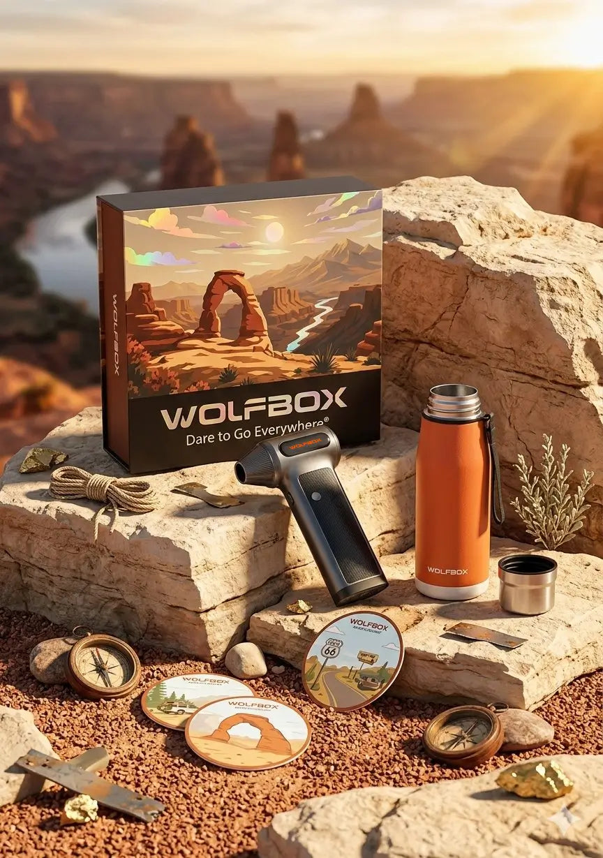 WOLFBOX mirror dash cam in a vehicle interior