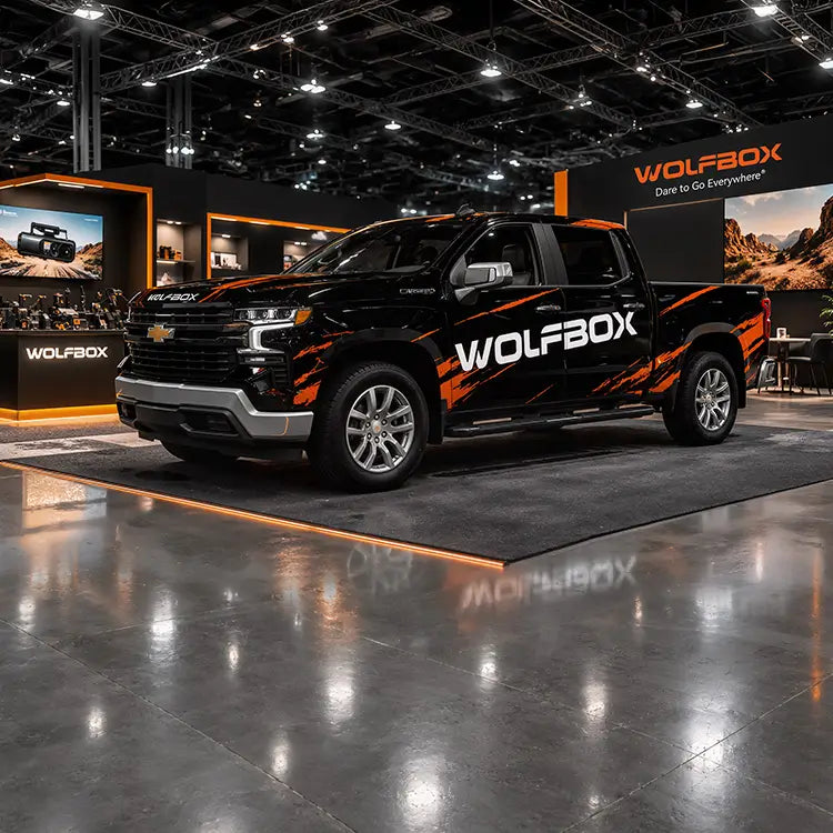 WOLFBOX mirror dash cam in a vehicle interior