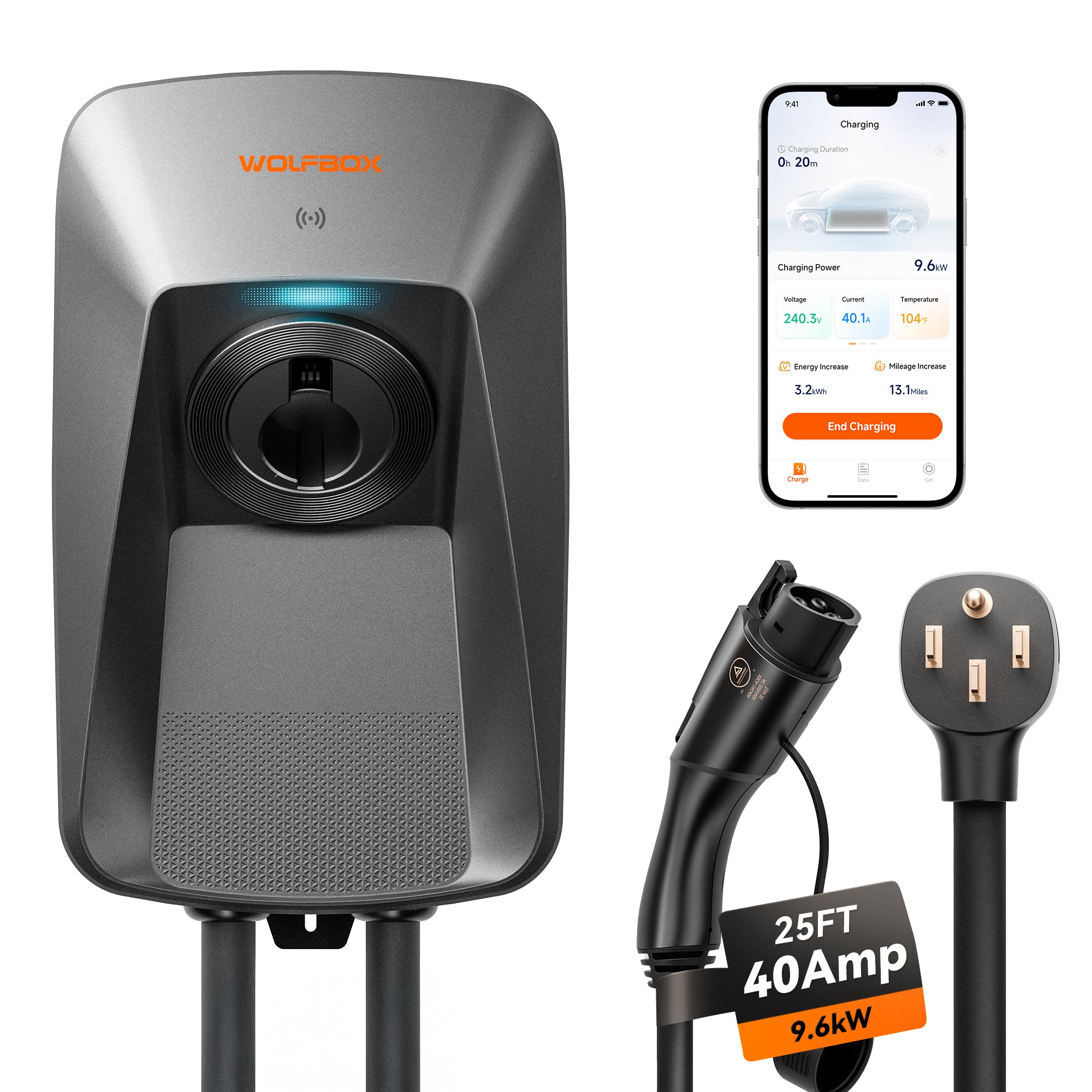 WOLFBOX WE40 Level 2 ev Charger 40 Amp - WOLFBOX