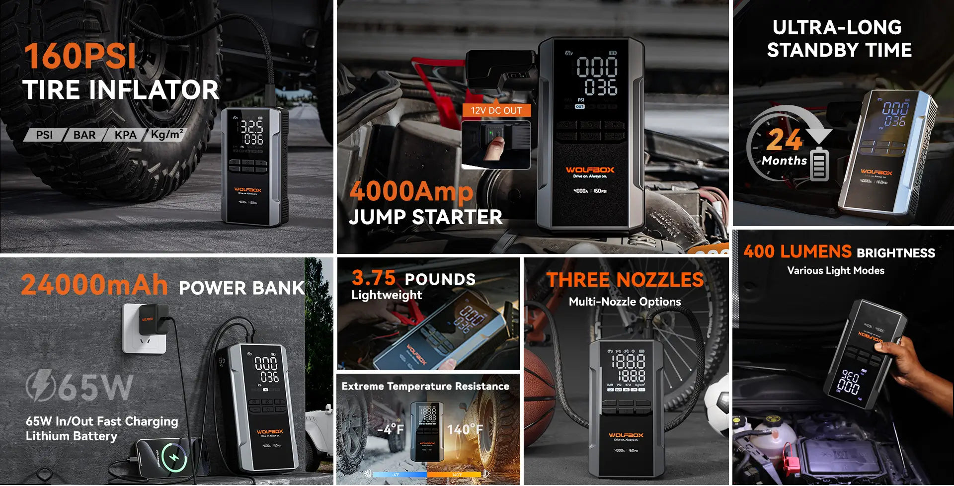 Jump Starter with Air Compressor – Feature Highlights