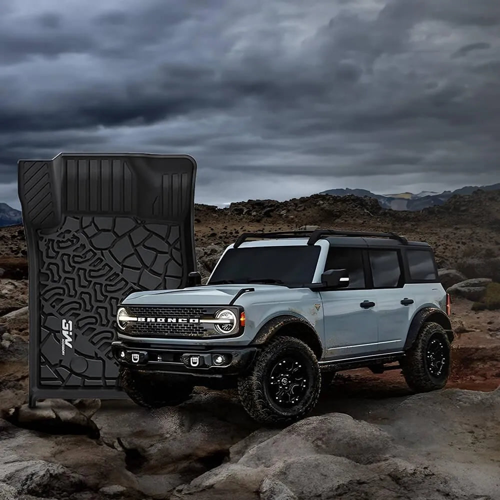 3W Ford Bronco 4-Door 2021-2024 Floor Mats / Trunk Mat TPE Material & All-Weather Protection Vehicles & Parts 3W   