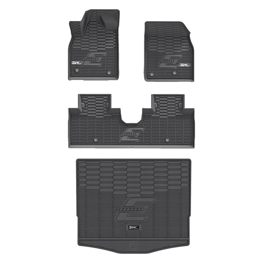 3W Ford Mustang Mach-E 2021-2024 Custom Floor Mats / Trunk Mat TPE Material & All-Weather Protection Vehicles & Parts 3W 2021-2024 Mustang Mach-E 2021-2024 1st&2nd Row Mat+Trunk Mat