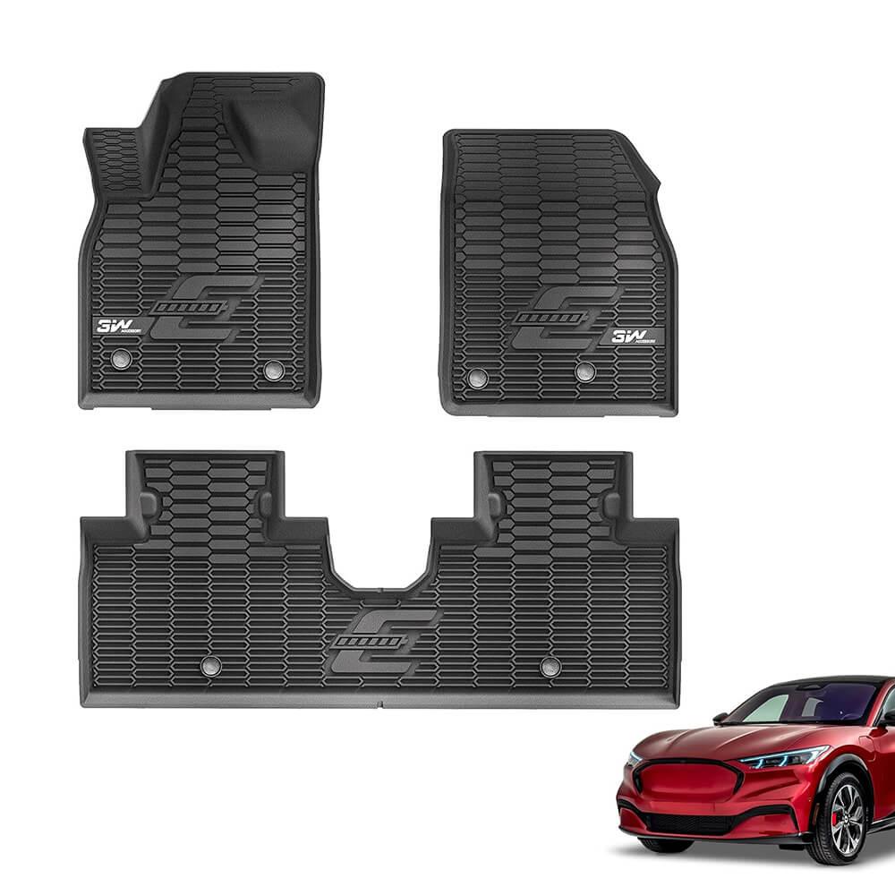 3W Ford Mustang Mach-E 2021-2024 Custom Floor Mats / Trunk Mat TPE Material & All-Weather Protection Vehicles & Parts 3W 2021-2024 Mustang Mach-E 2021-2024 1st&2nd Row Mat