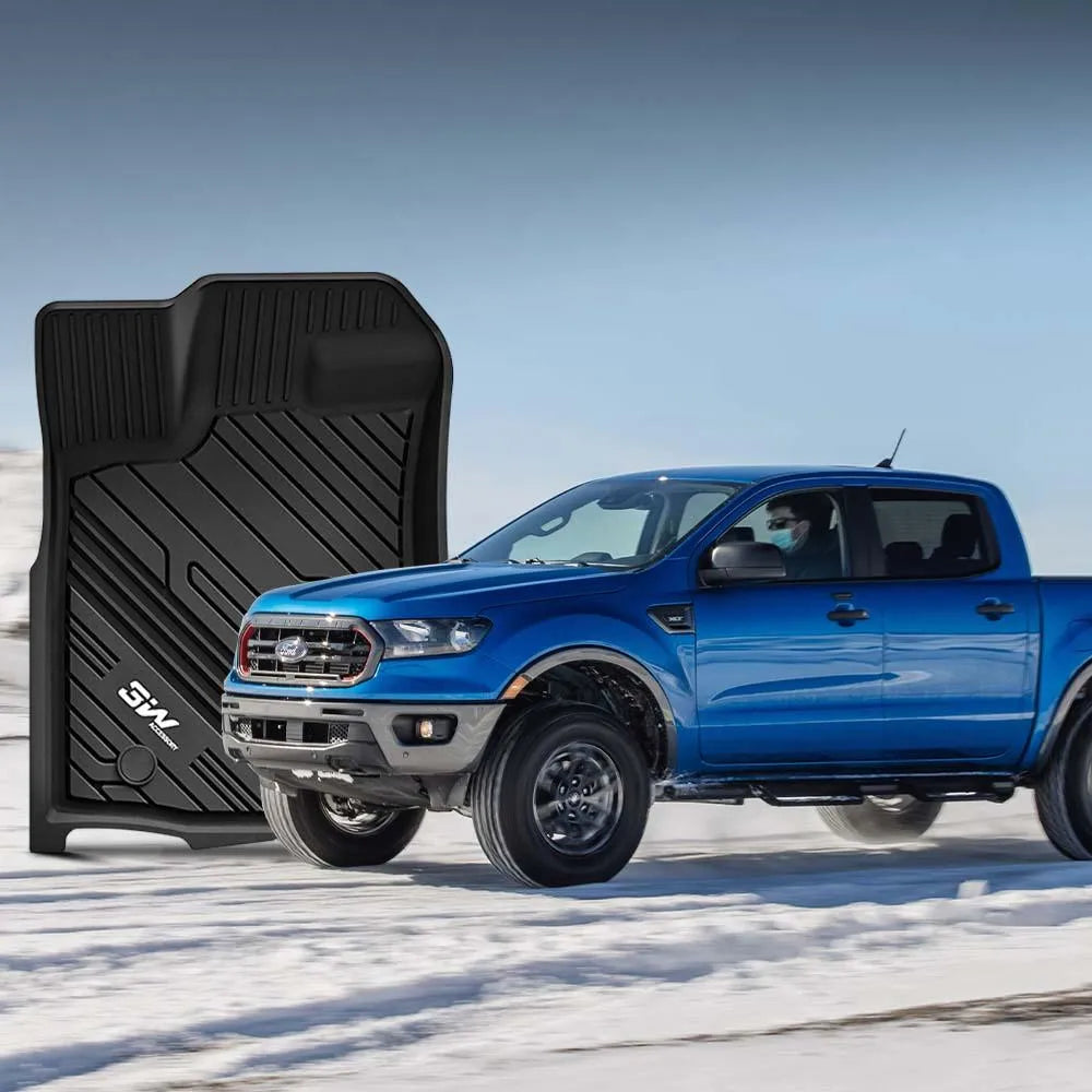 3W Ford Ranger 2020-2023 Custom Floor Mats TPE Material & All-Weather Protection Vehicles & Parts 3W   