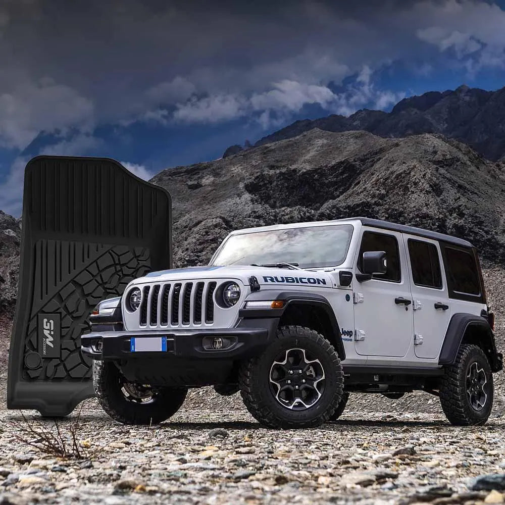 3W Jeep Wrangler 4XE Custom Floor Mats / Trunk Mat 2021-2025 Hybrid 4 Door Thorex™ All-Weather Protection Vehicles & Parts 3W