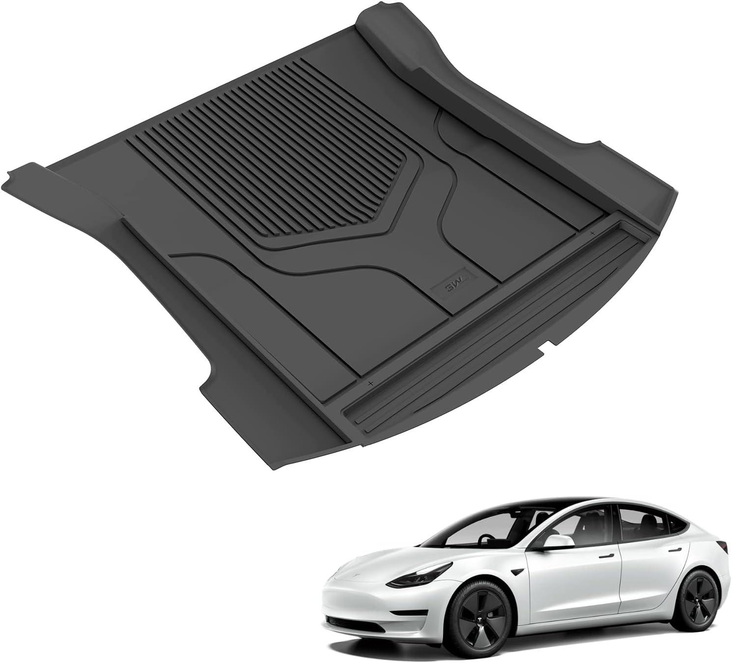 3W Tesla Model 3 2021-2023 Custom Floor Mats / Trunk Mats TPE Material & All-Weather Protection Vehicles & Parts 3W 2021-2023 Model 3 2021-2023 Rear Trunk Mat