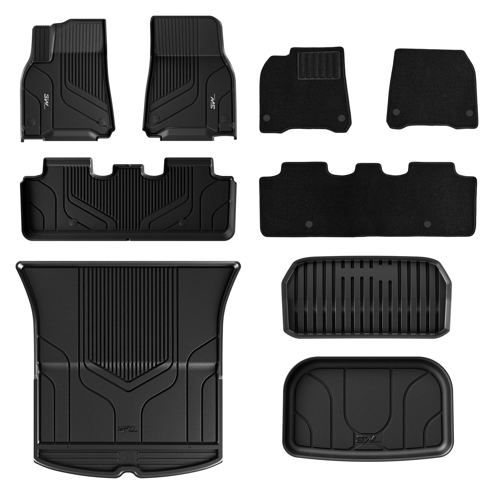 3W Tesla Model Y 2020-2024 Custom Floor Mats / Trunk Mats TPE Material & All-Weather Protection 5-Seater Vehicles & Parts 3w 2020-2024 Model Y 2020-2024 6 PCS & Carpets (no back seat cover)