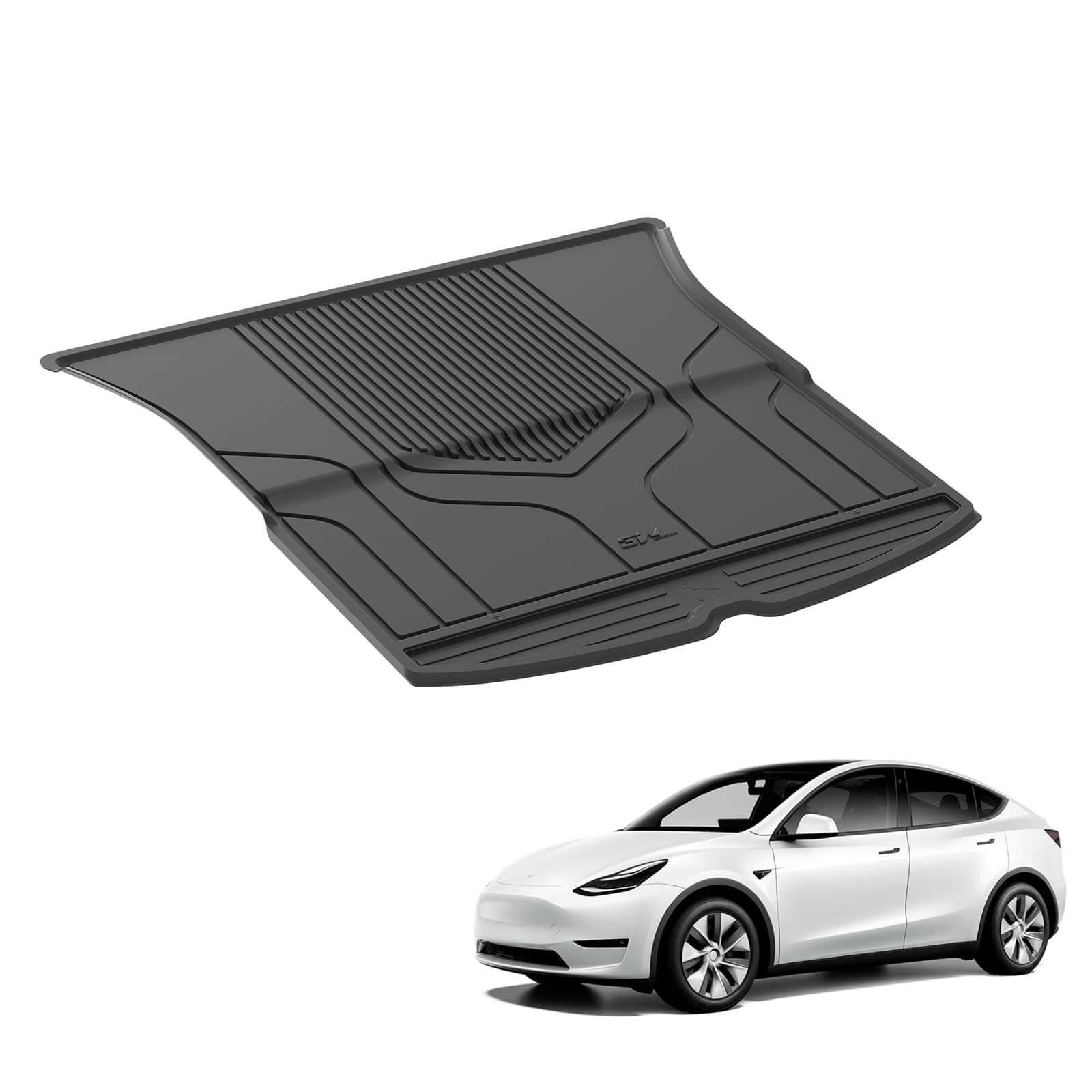3W Tesla Model Y 2020-2024 Custom Floor Mats / Trunk Mats TPE Material & All-Weather Protection 5-Seater Vehicles & Parts 3w 2020-2024 Model Y 2020-2024 Rear Trunk Mat