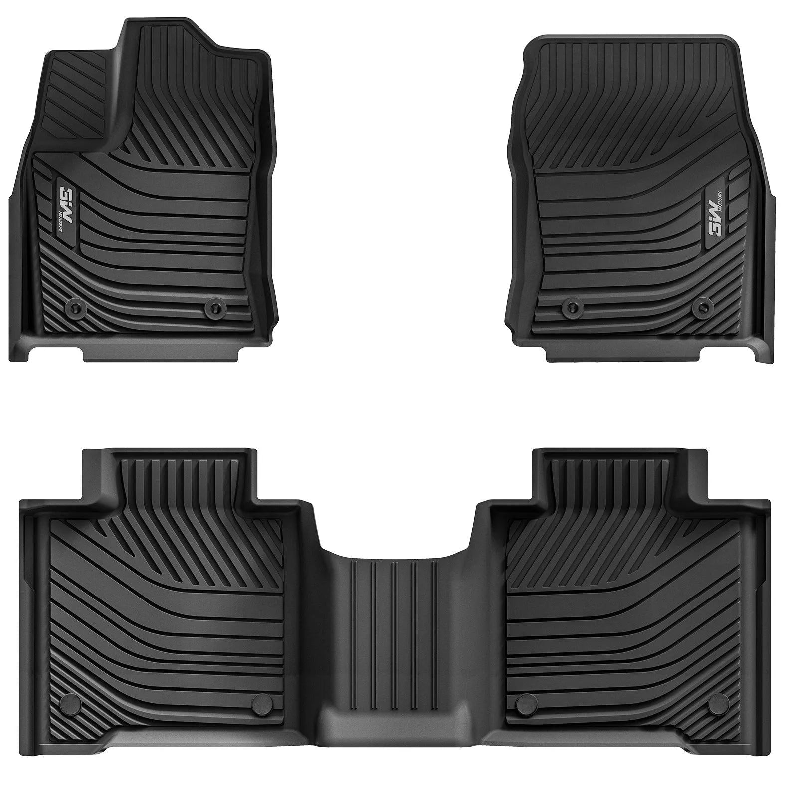 3W Toyota Tundra 2022-2024 (Only for CrewMax Cab) Custom Floor Mats CrewMax Cab Only TPE Material & All-Weather Protection Vehicles & Parts 3w 2022-2023 Tundra 2022-2023 1st&2nd Row Mats