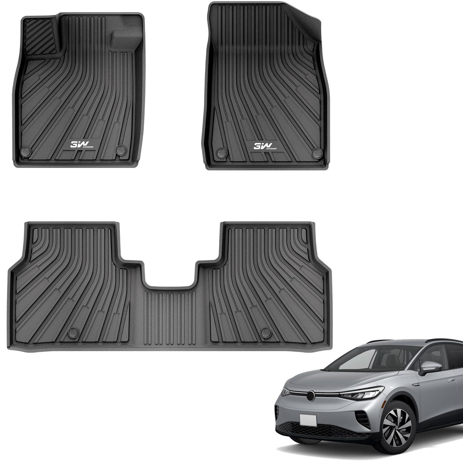 3W Volkswagen ID.4 2021-2023 Custom Floor Mats TPE Material & All-Weather Protection Vehicles & Parts 3w 2021-2023 ID.4 2021-2023 1st&2nd Row Mats