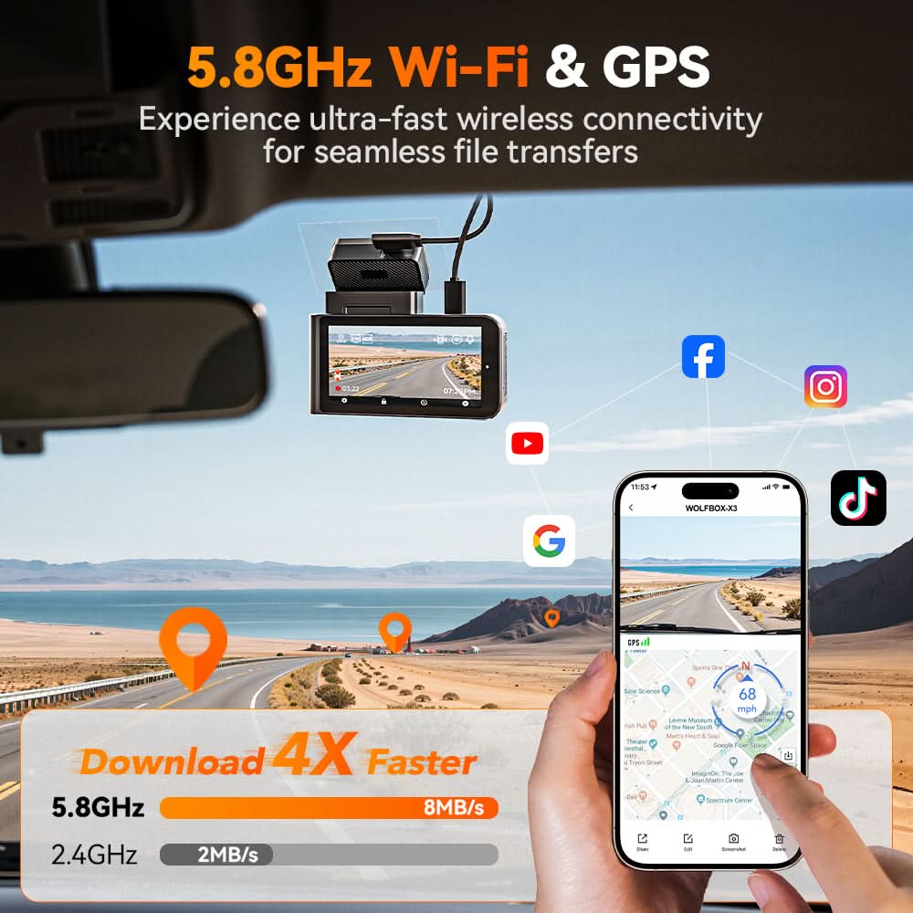 WOLFBOX X3 2.5K 60FPS STARVIS 2 IMX675 with ADAS  Mini Dash Cam - WOLFBOX