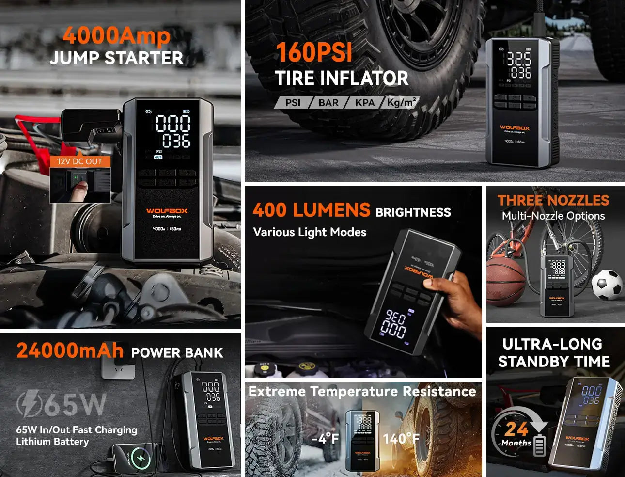 Jump Starter with Air Compressor – Feature Highlights