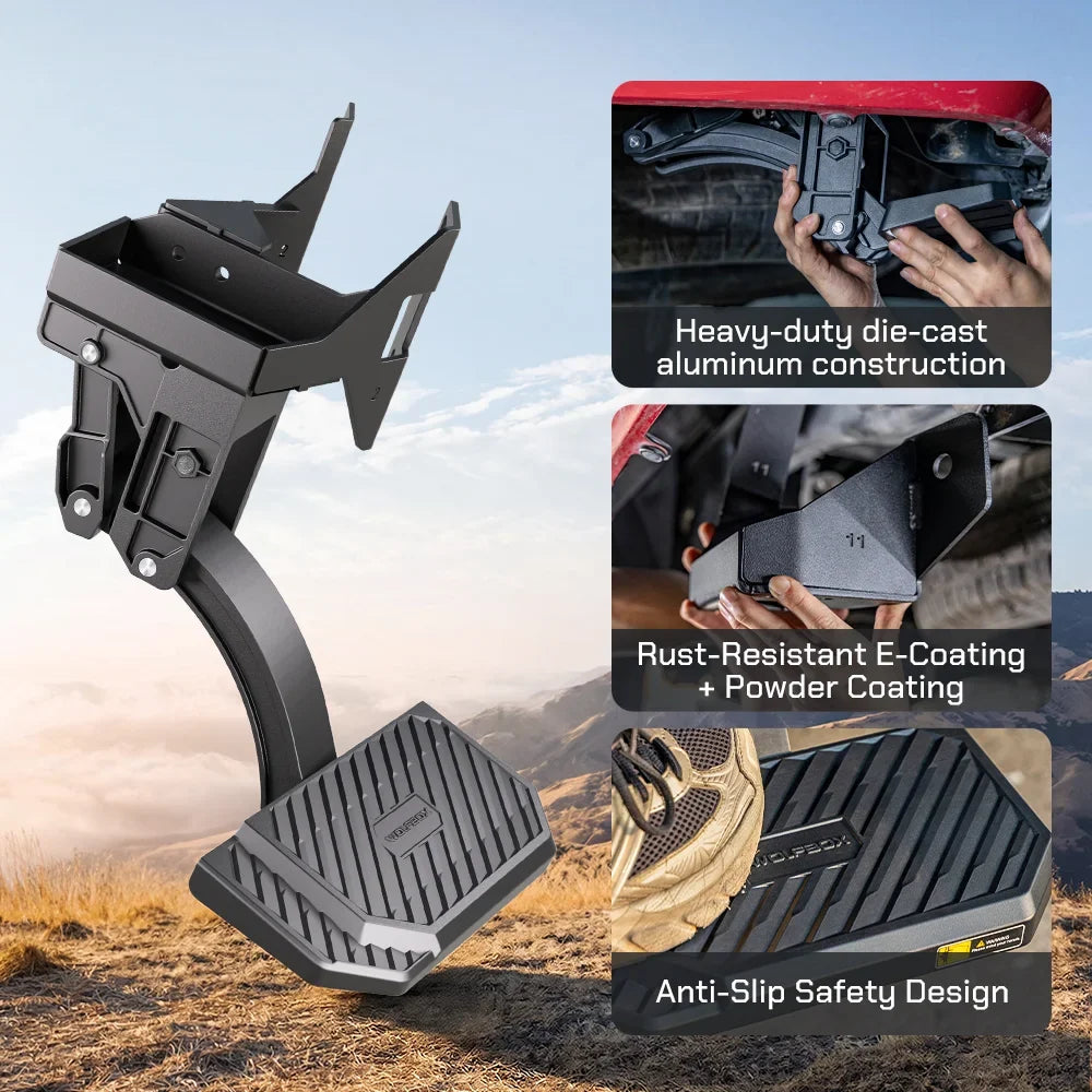 All-Weather Anti-Slip Texture Surface on Wolfbox Truck Bed Step Platform