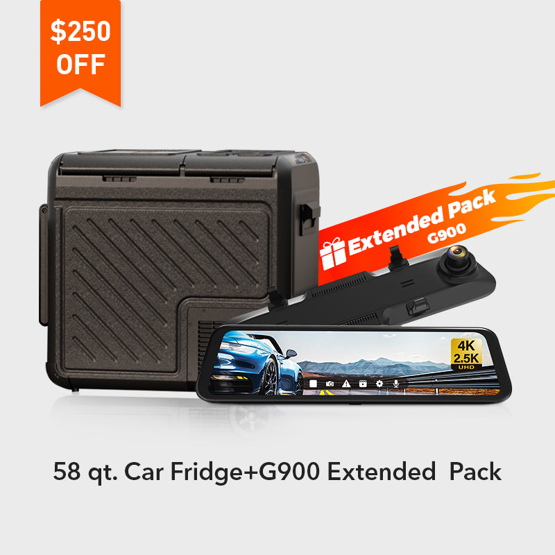 WOLFBOX 58qt. Car Fridge + G900 4+2.5K Smart Mirror Extended Pack  wolfboxdashcamera   