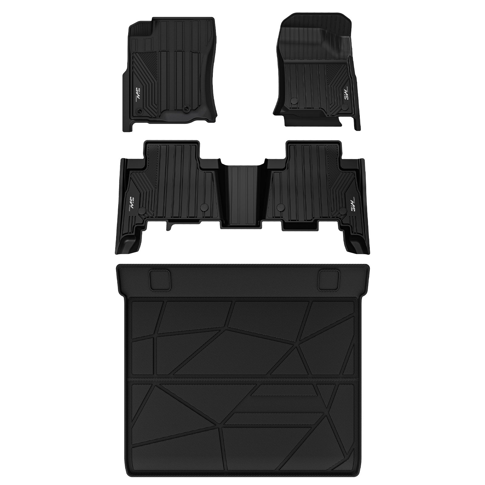 3W Lexus GX460 2014-2022 (Only for 5 Seats) Custom Floor Mats TPE Material & All-Weather Protection Vehicles & Parts 3w 2014-2022 GX460 2014-2022 1st&2nd Row+Trunk Mat