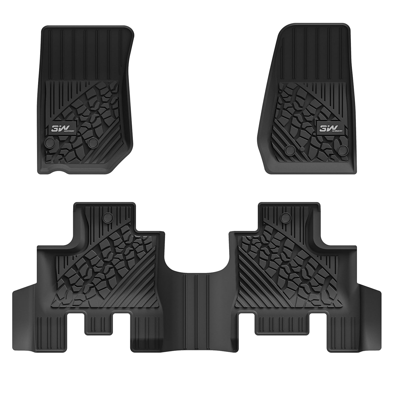 3W Jeep Wrangler JKU 2013-2018 Unlimited 4 Door Only Custom Floor Mats TPE Material & All-Weather Protection Vehicles & Parts 3w 2013-2018 Wrangler JK 2013-2018 1st&2nd Row Mats