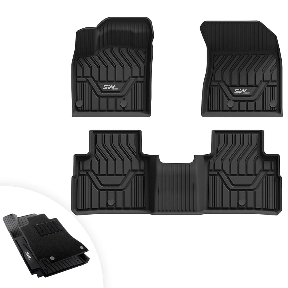 3W Nissan Rogue 2021-2024 (NOT for Sport) Custom Floor Mats TPE Material & All-Weather Protection Vehicles & Parts 3w 2021-2024 Rogue 2021-2024 1st&2nd Row with Carpets