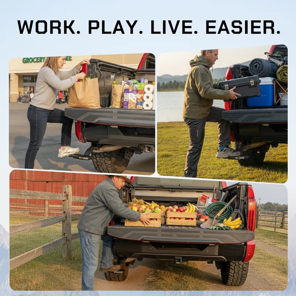 Using Wolfbox Truck Bed Step for Easy Access to Groceries and Daily Tools